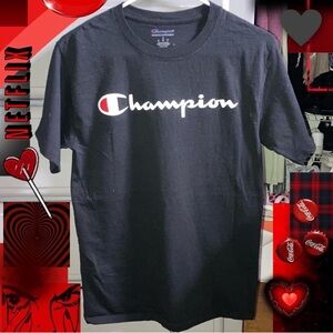 Champion Black Short Sleeve Unisex Tee